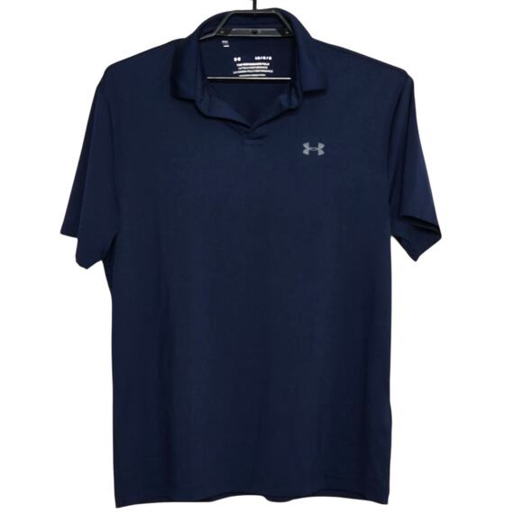 Mens Polo Shirt Lot Size Large Golf Nike Under Armout Dri-Fit Blue White - Picture 6 of 10